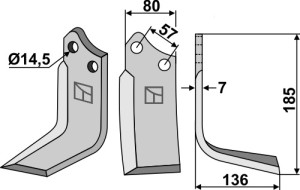 Freesmes 185x80mm, rechts