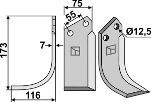 Freesmes 173x75mm, links