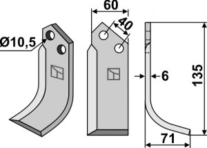 Freesmes 135x60mm, rechts