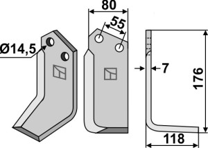 Freesmes 176x80mm, rechts