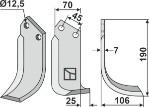 Freesmes 190x70mm, rechts