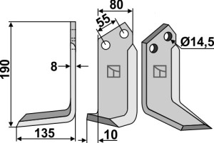 Freesmes 190x80mm, links