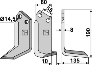 Freesmes 190x80mm, rechts