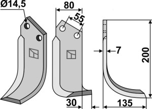 Freesmes 200x80mm, rechts