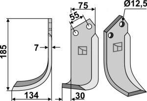 Freesmes 185x75mm, links