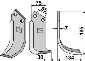Freesmes 185x75mm, rechts