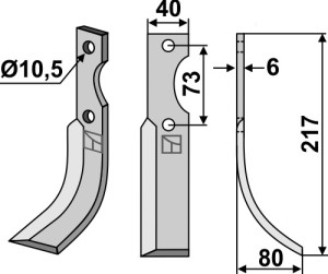 Freesmes 217x40mm, rechts