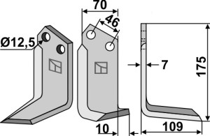 Freesmes 175x70mm, rechts