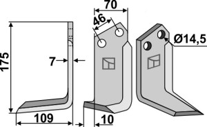 Freesmes 175x70mm, links