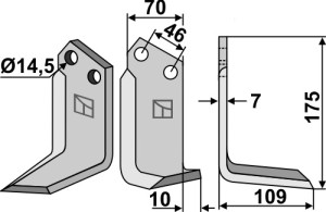 Freesmes 175x70mm, rechts