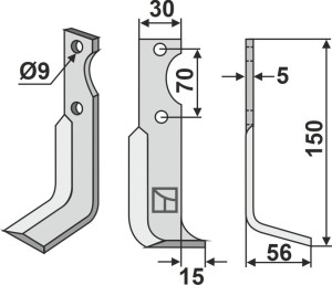 Freesmes 150x30mm, rechts