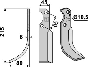 Freesmes 215x45mm, links