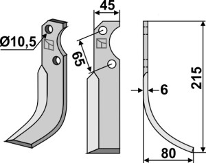 Freesmes 215x45mm, rechts