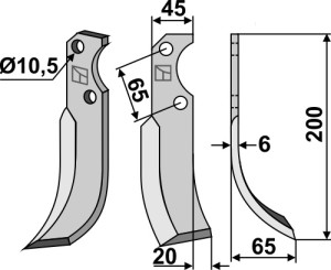 Freesmes 200x45mm, rechts