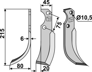 Freesmes 215x45mm, links