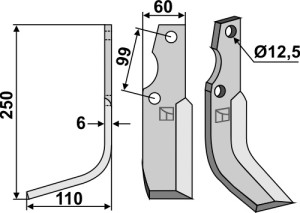 Freesmes 250x60mm, links