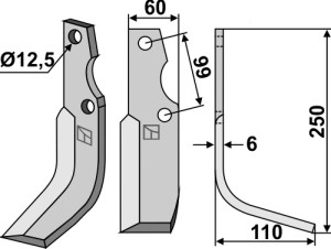Freesmes 250x60mm, rechts