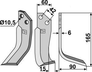 Freesmes 165x60mm, rechts