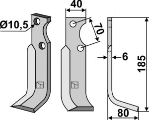 Freesmes 185x40mm, rechts