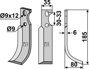 Freesmes 185x35mm, rechts