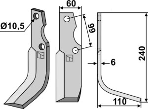 Freesmes 240x60mm, rechts