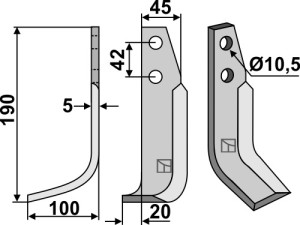 Freesmes 190x45mm, links