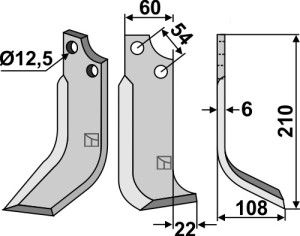 Freesmes 210x60mm, rechts