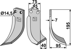 Freesmes 195x75mm, rechts