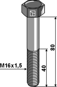 Zeskantbout met fijne draad - M16x1,5X80 - 12.9