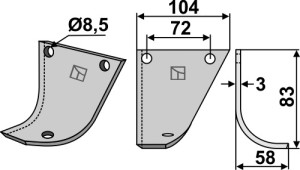 Couteau 83x104mm, droit