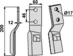 Dent rotative 200x60mm, gauche