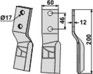 Dent rotative 200x60mm, droit