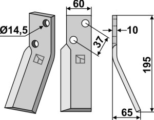 Dent rotative 195x60mm, droit