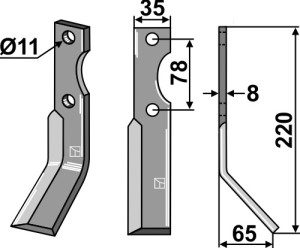 Dent rotative 220x35mm, droit