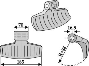 Hamerklepel 185x70mm
