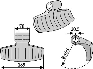 Hamerklepel 185x70mm