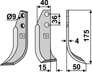 Freesmes 175x40mm, rechts