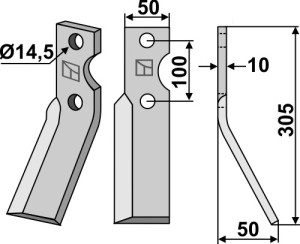 Dent rotative 305x50mm, droit
