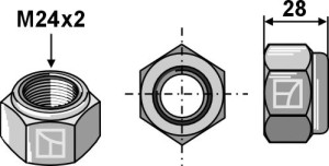 Borgmoer zeskant - M24x2 - 8.8