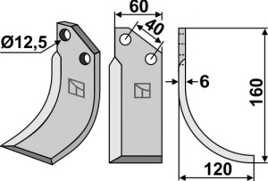 Freesmes 160x60mm, rechts