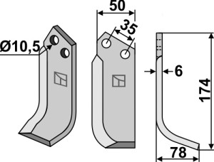 Freesmes 174x50mm, rechts