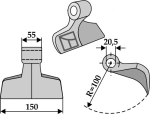 Hamerklepel 150x55mm