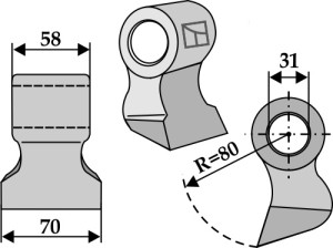 Hamerklepel 70x58mm
