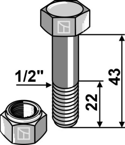 Bout met borgmoer - 1/2''UNF