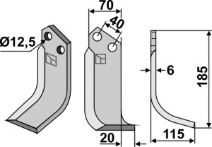 Freesmes 185x70mm, rechts