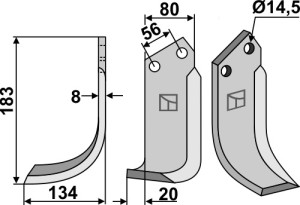 Freesmes 183x80mm, links