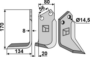 Freesmes 170x80mm, links