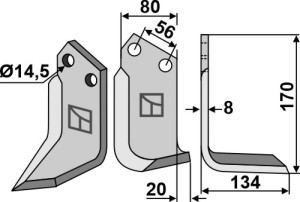 Freesmes 170x80mm, rechts