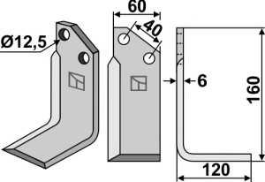 Freesmes 160x60mm, rechts