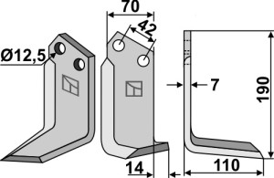 Freesmes 190x70mm, rechts